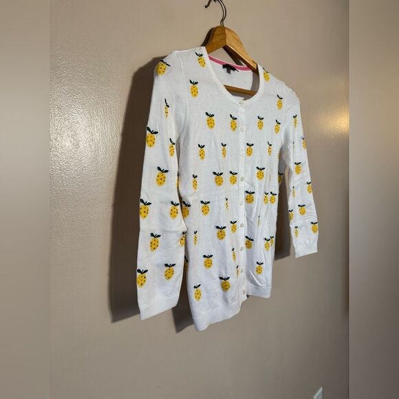 White Talbots Fruit Print Cardigan Size XS EUC - Picture 3 of 6